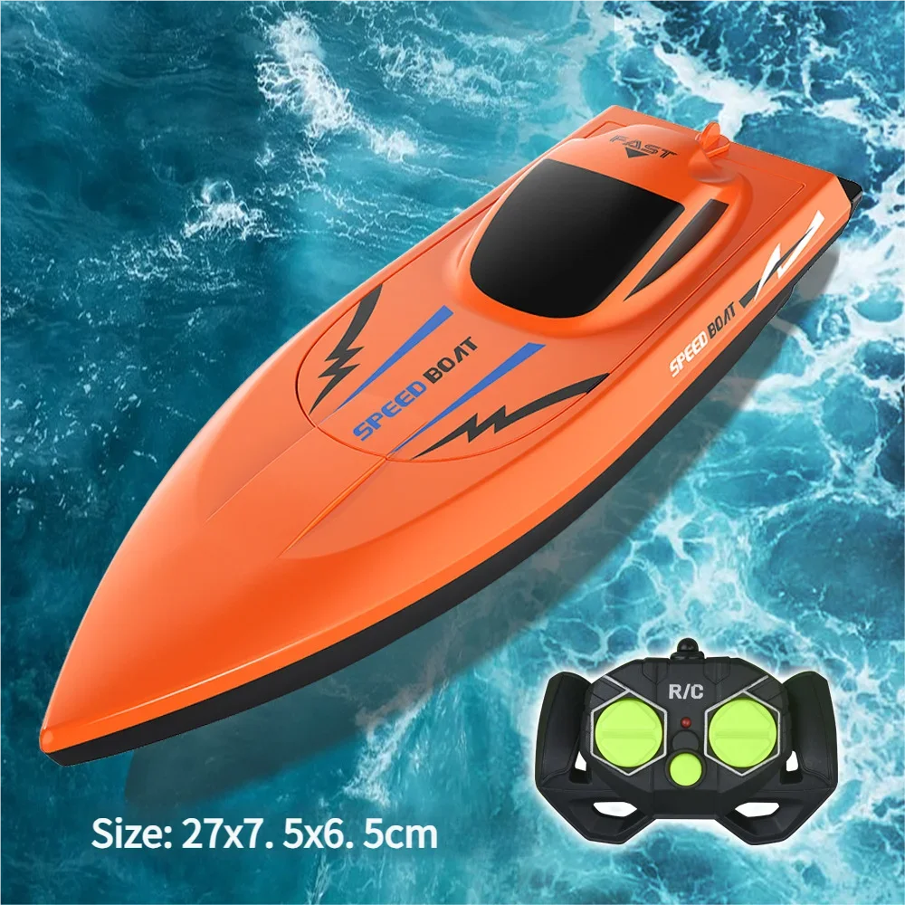 2.4G Remote Control Speed Boat Waterproof Dual Motor Fast Electric RC Racing Ship Toy for Kids Pool Lake Outdoor Water Play Gift
