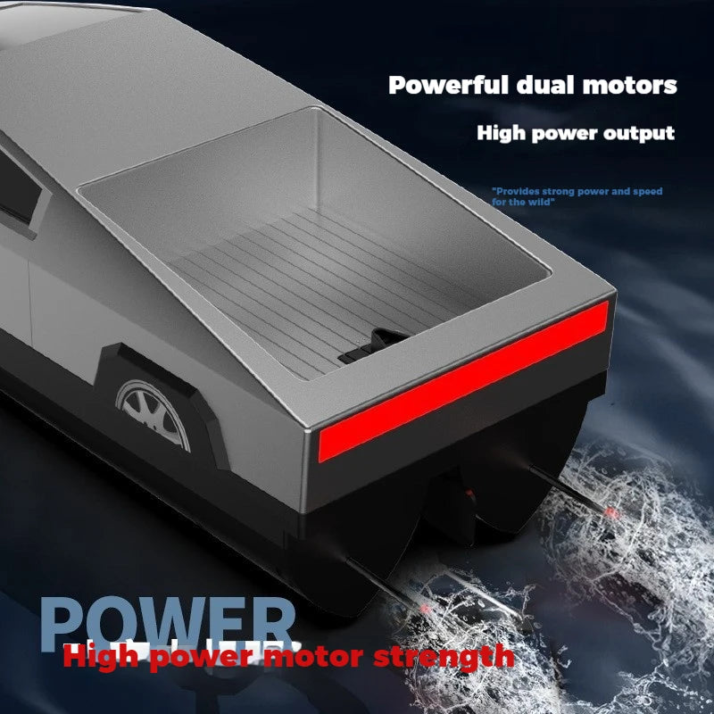 Cyberpunk 2.4GHz High-Speed RC Boat Dual Motor Waterproof Remote Control Racing Ship for Pools Lakes, Rechargeable Toy for  Boys