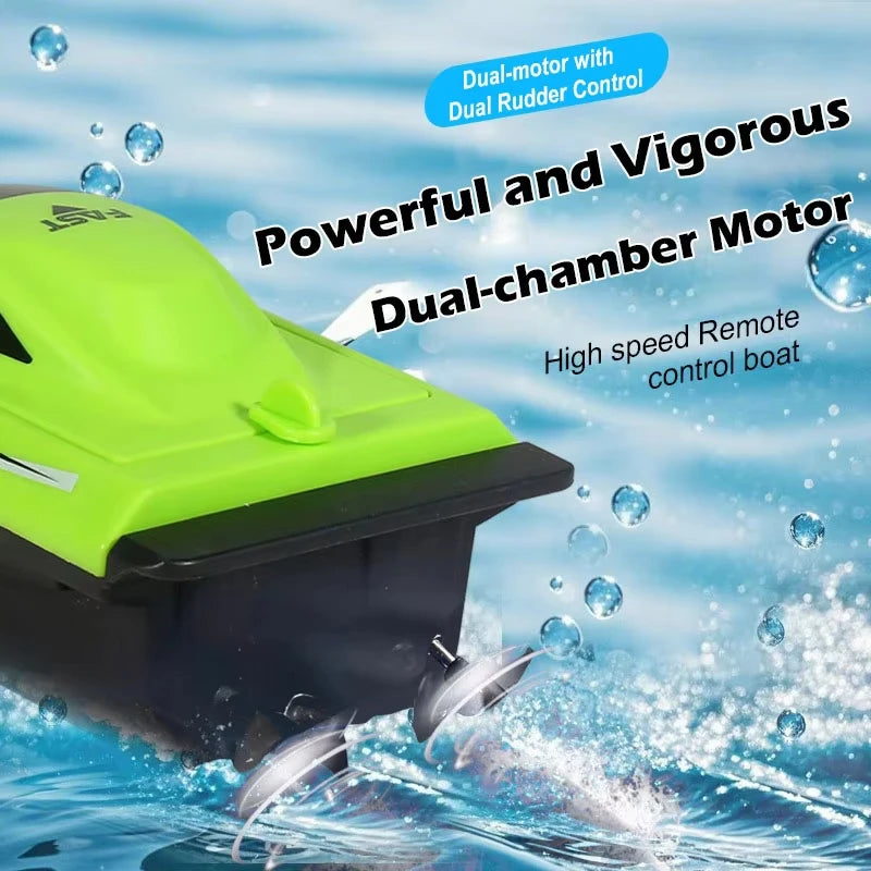 2.4G Remote Control Speed Boat Waterproof Dual Motor Fast Electric RC Racing Ship Toy for Kids Pool Lake Outdoor Water Play Gift