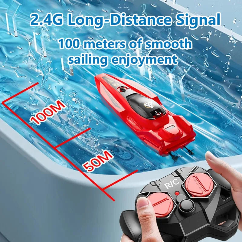 2.4GHz Remote Control Boat 25km/h High Speed RC Racing Ship Waterproof Electric Toy with Dual Propellers for Kids & Adults Gift