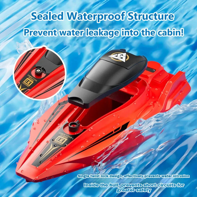 2.4GHz Remote Control Boat 25km/h High Speed RC Racing Ship Waterproof Electric Toy with Dual Propellers for Kids & Adults Gift