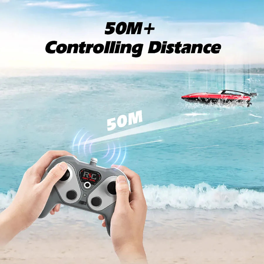 Remote Control Boat Toy for Kids Boys Age 6-12, 2.4GHz/27MHz RC Ship Model, High-Speed Racing Boat for Pool Lake Outdoor Play