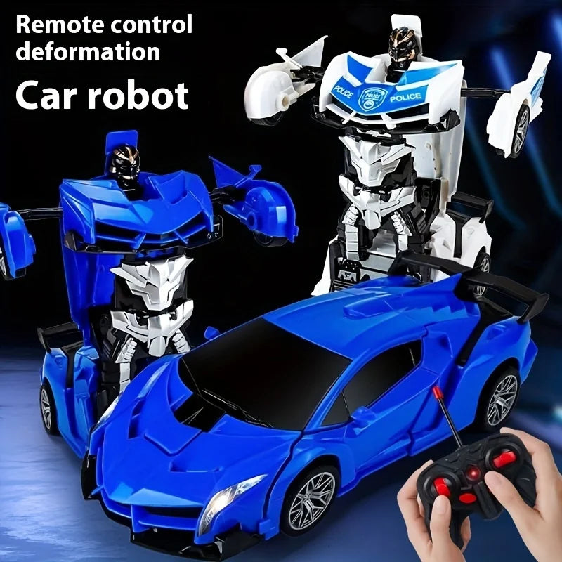 2-in-1 Remote Control Transforming Robot Car, Mini RC Racing Car Toy, Automatic Transformation, STEM Educational Gift for Kids