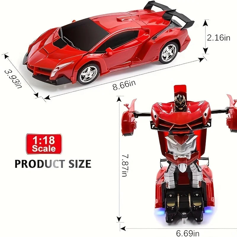 2-in-1 Remote Control Transforming Robot Car, Mini RC Racing Car Toy, Automatic Transformation, STEM Educational Gift for Kids