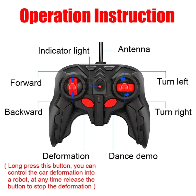 2-in-1 Remote Control Transforming Robot Car, Mini RC Racing Car Toy, Automatic Transformation, STEM Educational Gift for Kids