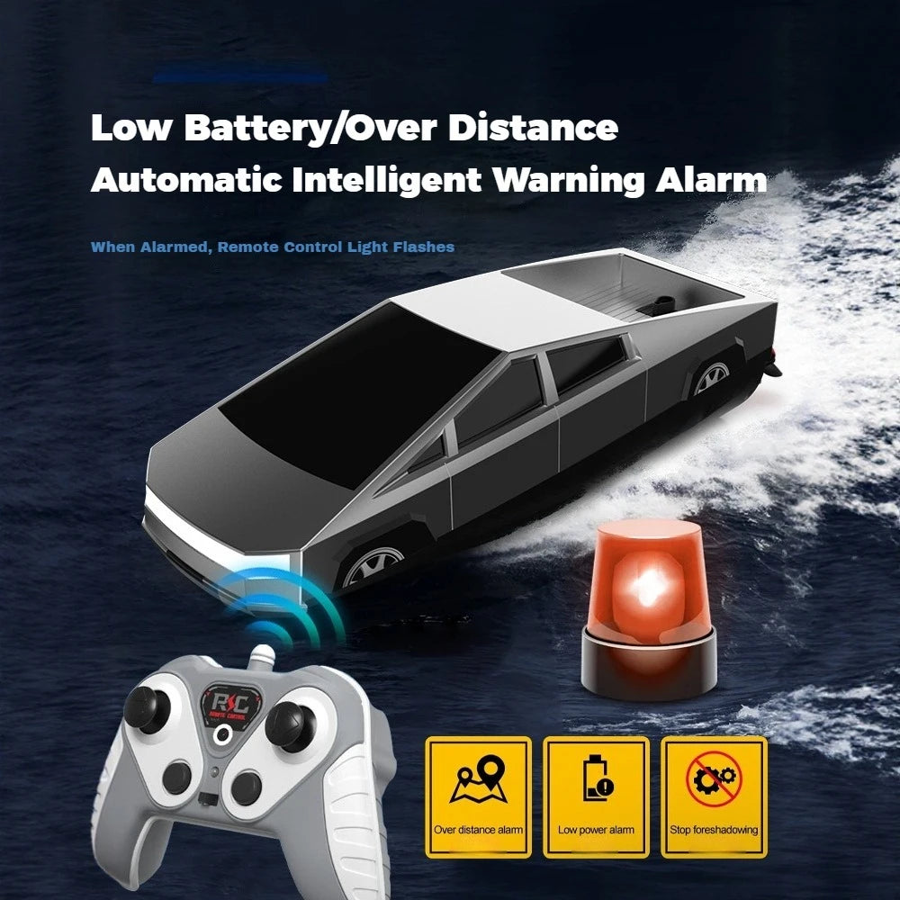 Cyberpunk 2.4GHz High-Speed RC Boat Dual Motor Waterproof Remote Control Racing Ship for Pools Lakes, Rechargeable Toy for  Boys