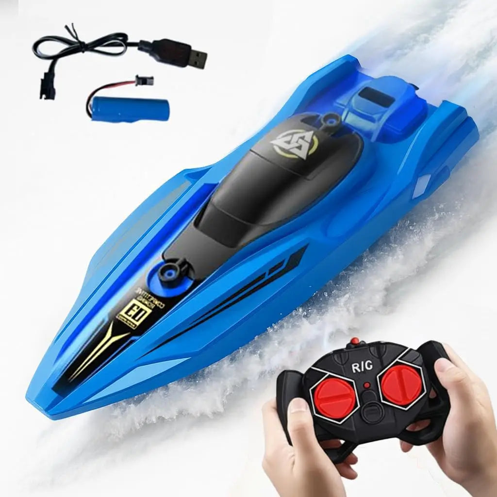 2.4GHz Remote Control Boat 25km/h High Speed RC Racing Ship Waterproof Electric Toy with Dual Propellers for Kids & Adults Gift