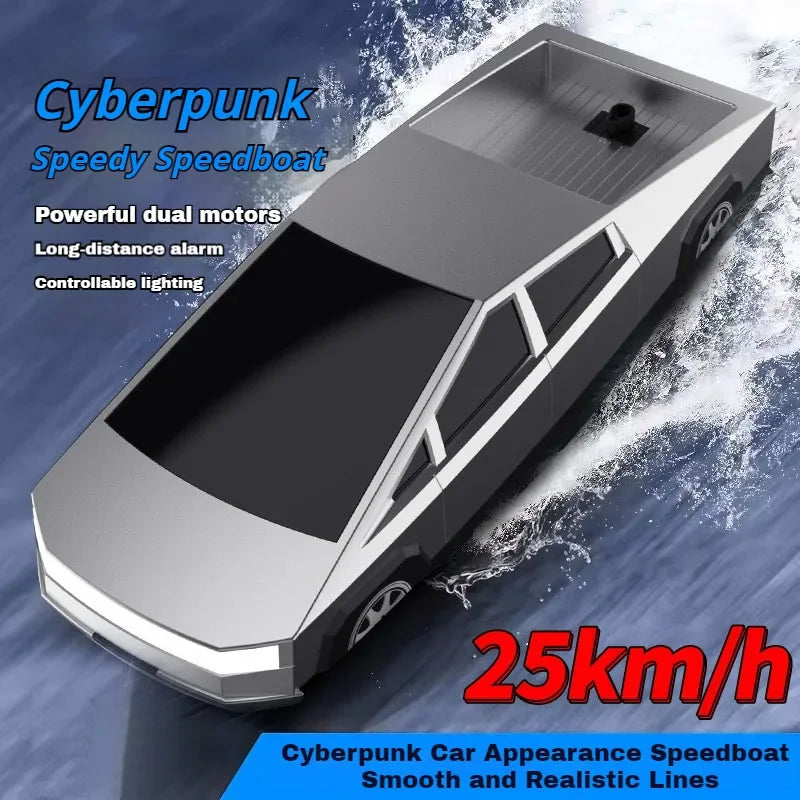 Cyberpunk 2.4GHz High-Speed RC Boat Dual Motor Waterproof Remote Control Racing Ship for Pools Lakes, Rechargeable Toy for  Boys