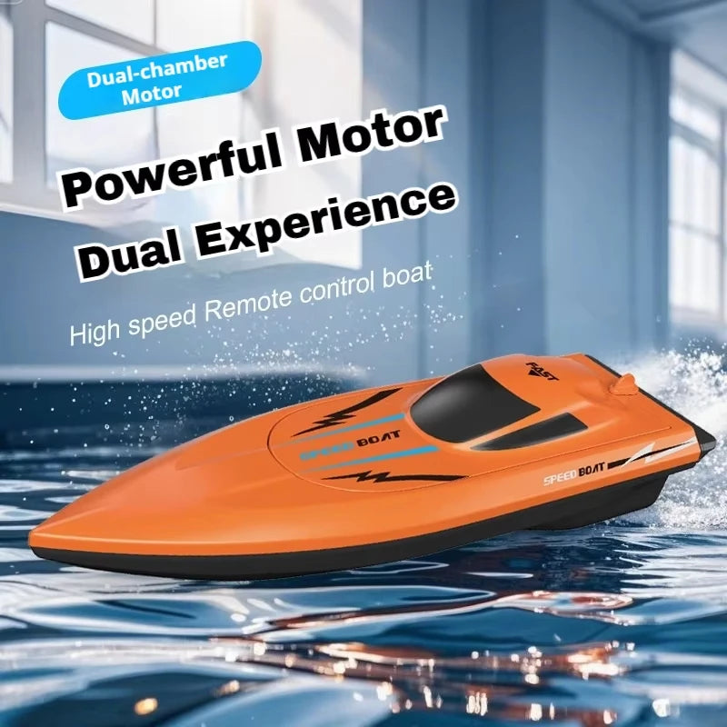 2.4G Remote Control Speed Boat Waterproof Dual Motor Fast Electric RC Racing Ship Toy for Kids Pool Lake Outdoor Water Play Gift
