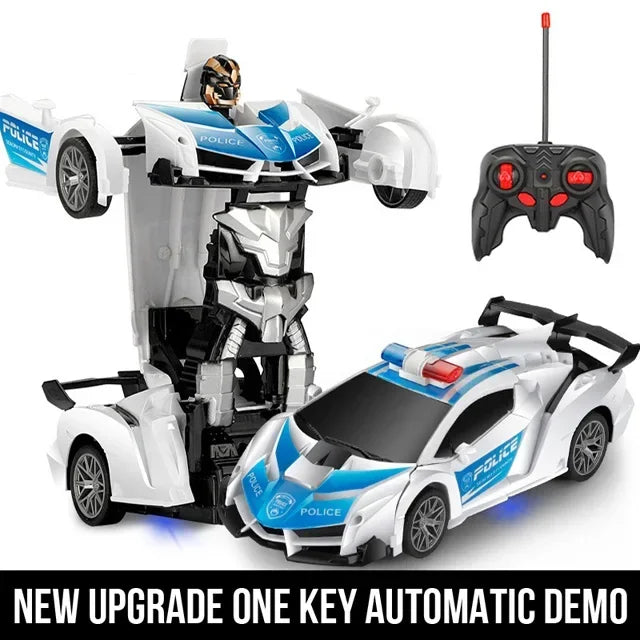 2-in-1 Remote Control Transforming Robot Car, Mini RC Racing Car Toy, Automatic Transformation, STEM Educational Gift for Kids